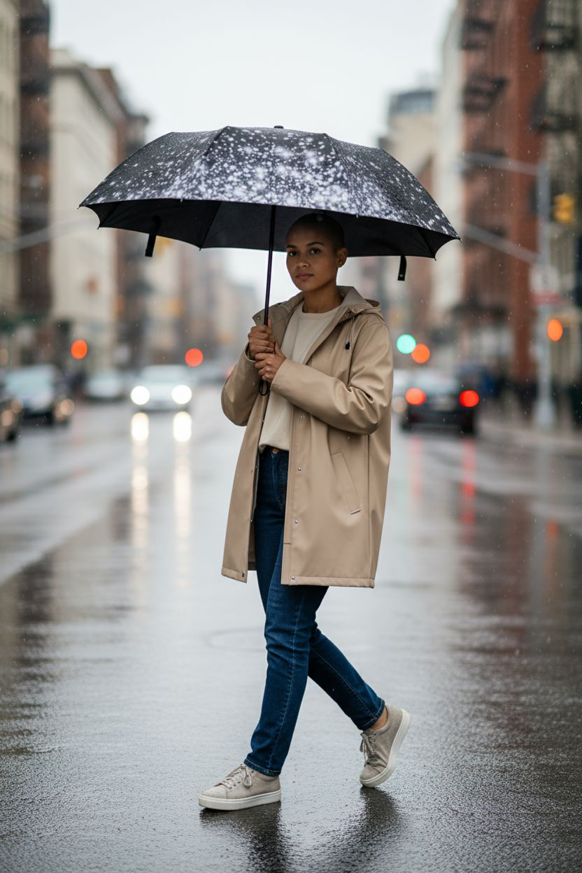 Umbrella - Glittering in the Rain Foldable Semi-Automatic Design