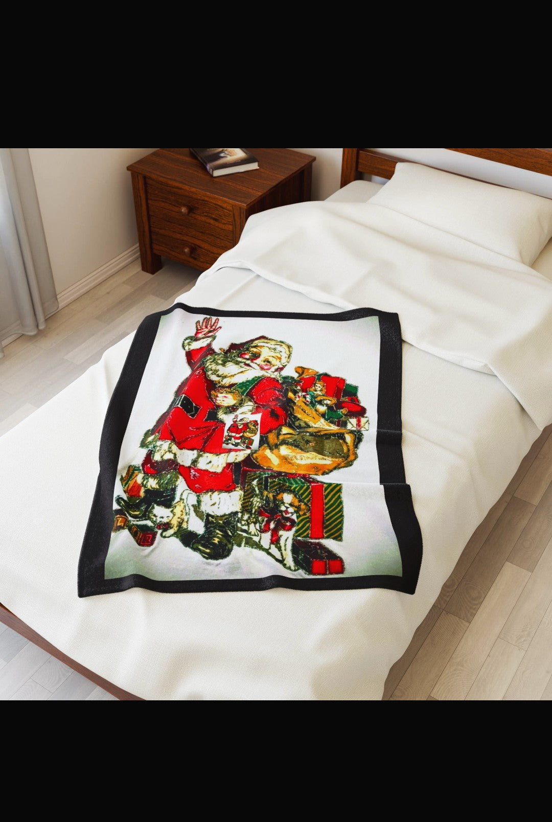Festive Santa Plush Blanket | Cozy Holiday Decor, Xmas Gift, Winter Warmth, Throws for Winter, Soft Snuggle Blanket