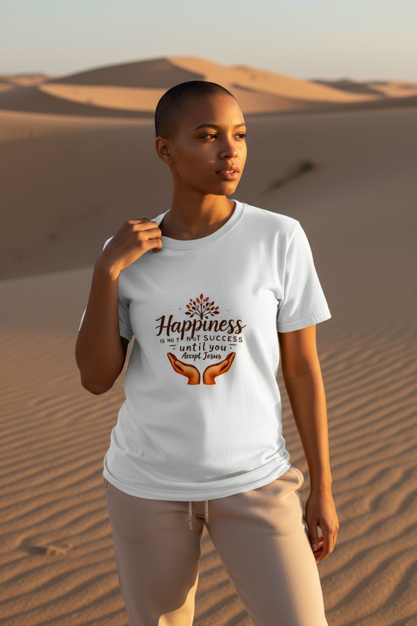 Inspirational Unisex Tee - "Happiness is Not Success Until You Accept Jesus" - Motivational Apparel, Faith Shirt, Gift for Believers, [...]