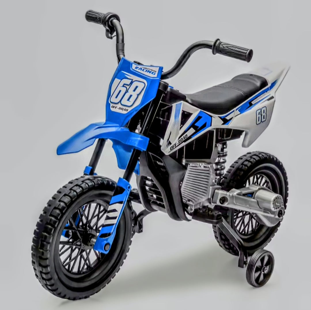 12V Kids Electric Dirt Bike Electric Motorcycle with Twist Grip Throttle, Training Wheels, Ride On Motorcycle for Kids