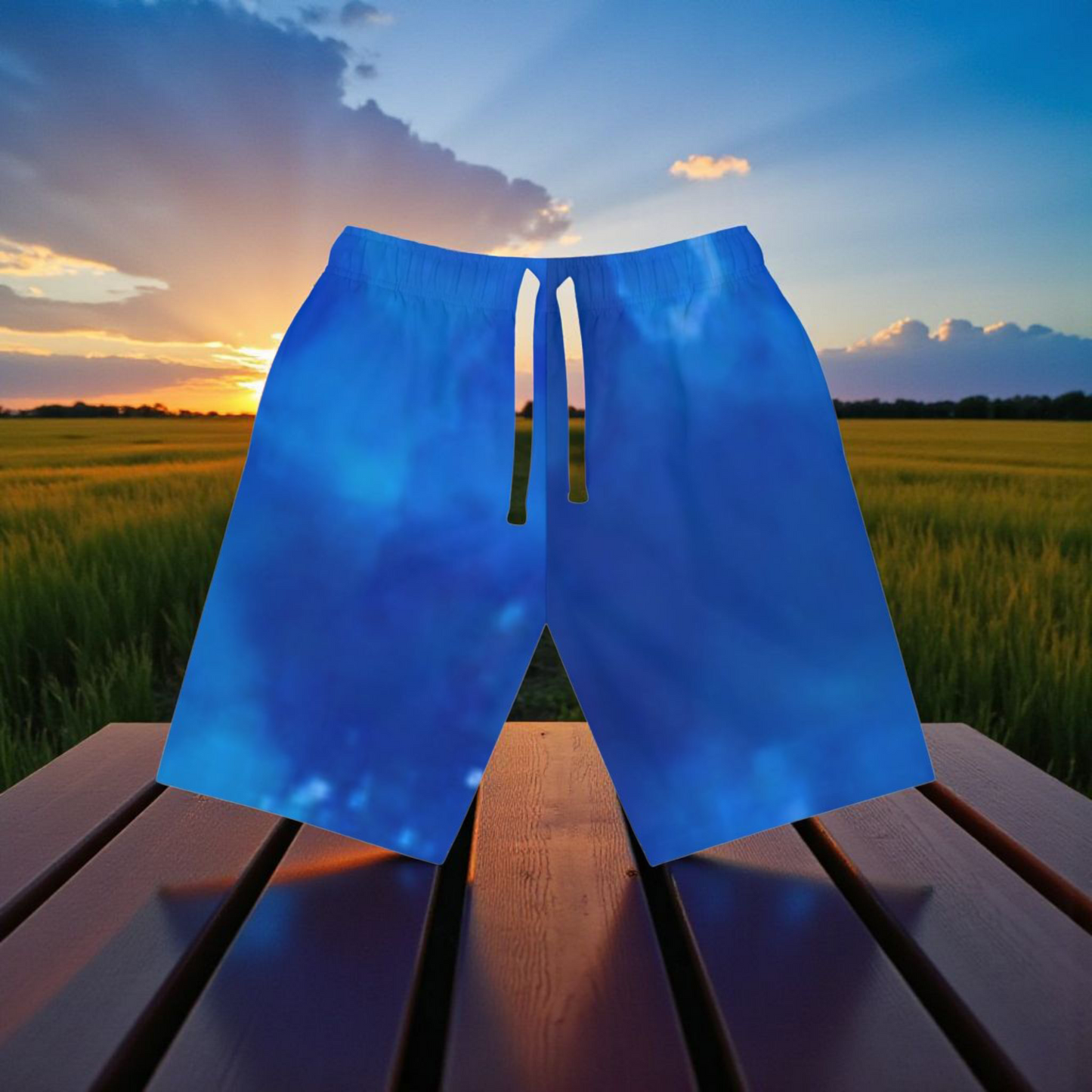 Men's Athletic Long Shorts, Cool Blue Sports Shorts, Summer Outdoor Wear, Workout Shorts, Beach Day Essentials, Stylish Casual Shorts