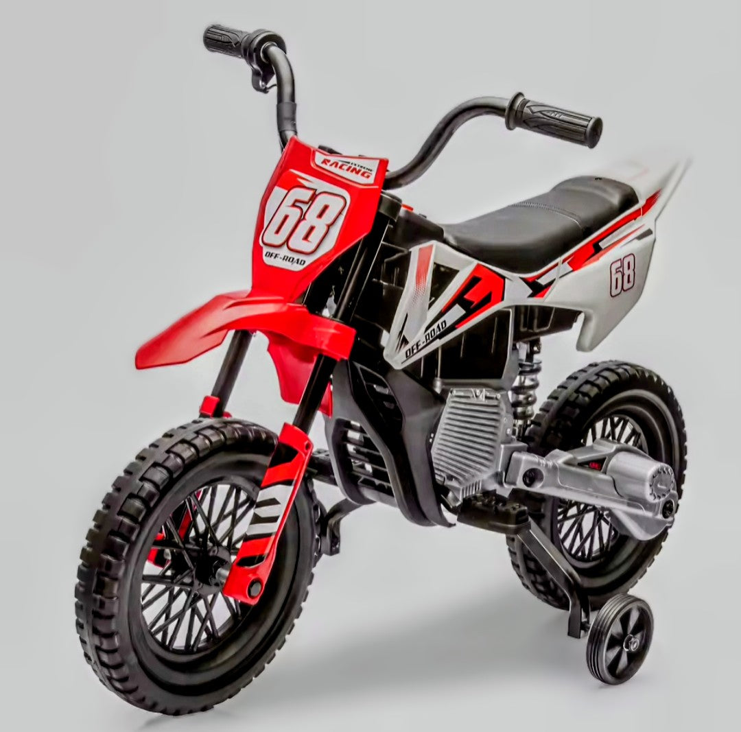 12V Kids Electric Dirt Bike Electric Motorcycle with Twist Grip Throttle, Training Wheels, Ride On Motorcycle for Kids